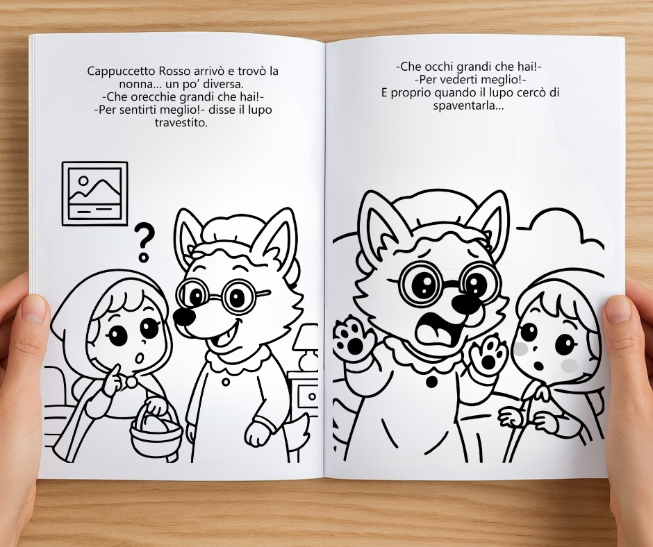 Classic Tales Coloring Book – Volume 1 Bundle: 4 Languages (Es/En/It/Fr) – PDF for Kids