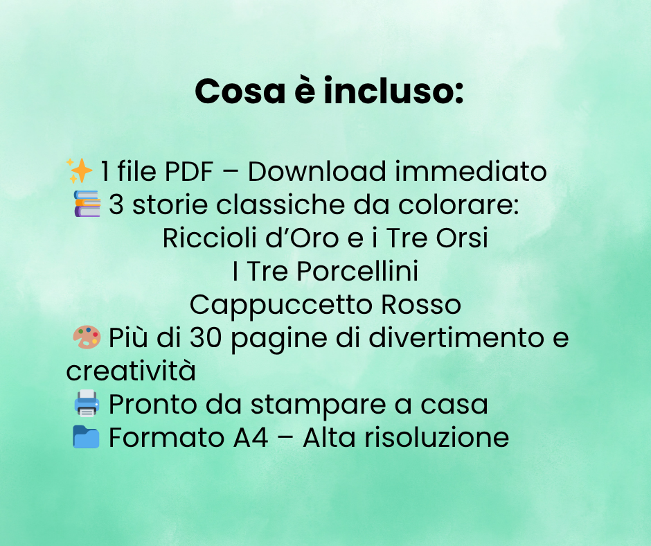 Libro da Colorare con Fiabe Classiche - Volume 1: Riccioli d’Oro, Cappuccetto Rosso e I Tre Porcellini - PDF Stampabile per Bambini