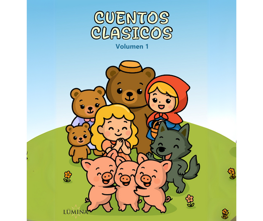 Libro para Colorear Cuentos Clásicos - Volumen 1: Ricitos de Oro, Caperucita Roja y Los Tres Cerditos - PDF Imprimible para Niños