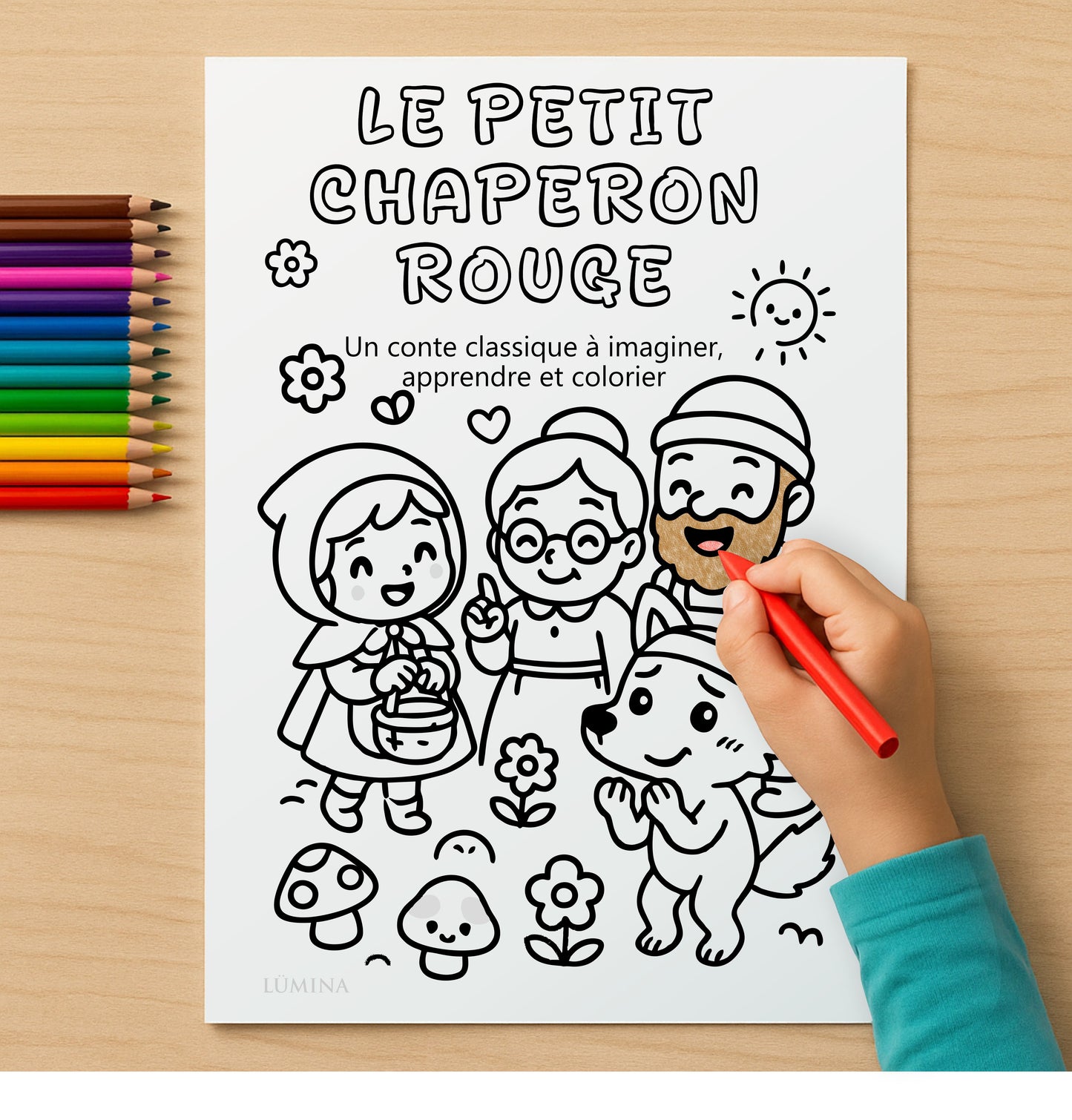 Livre de Coloriage Contes Classiques - Volume 1: Boucles d’Or, Le Petit Chaperon Rouge et Les Trois Petits Cochons - PDF Imprimable