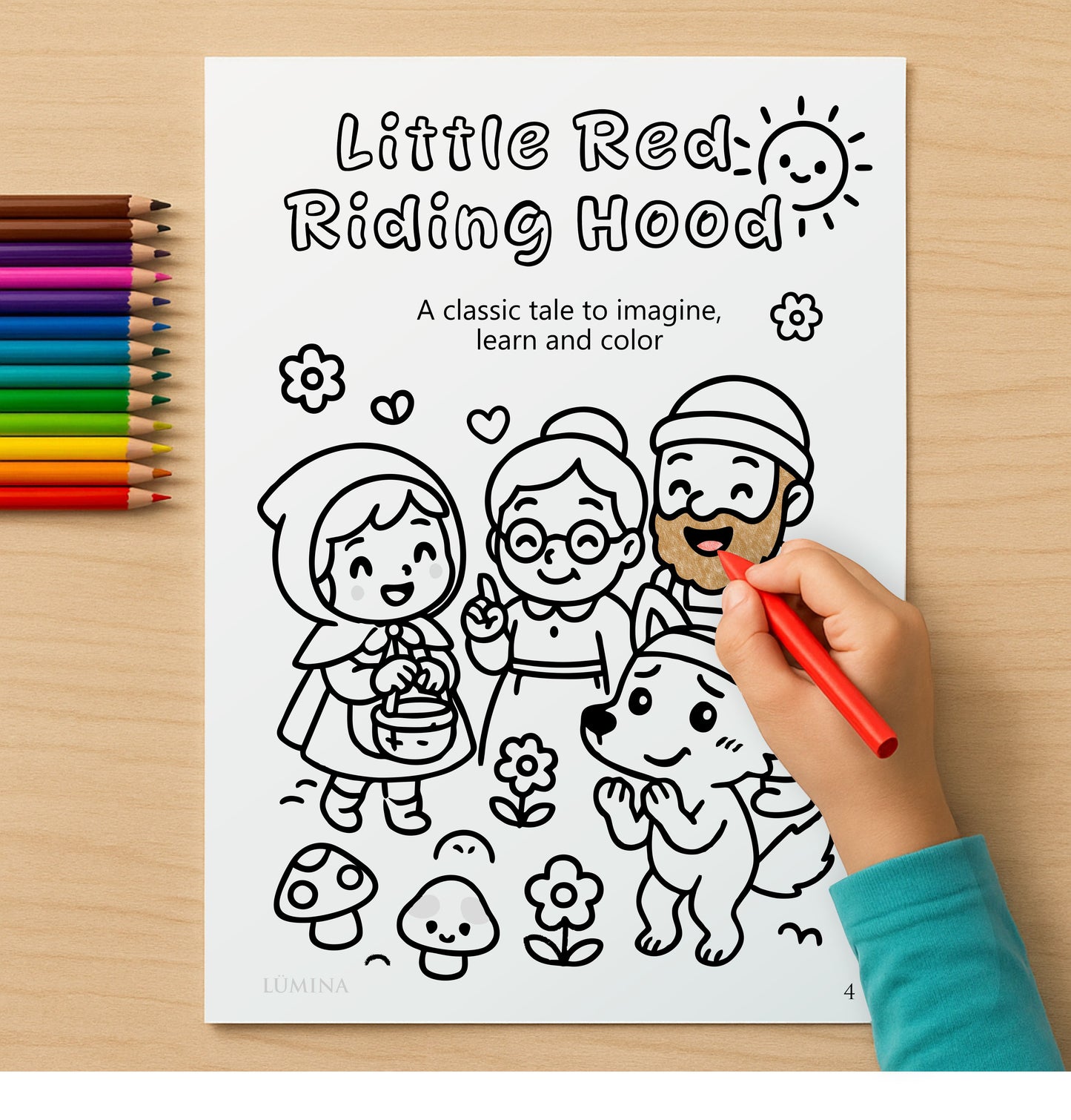 Classic Tales Coloring Book - Volume 1: Little Red Riding Hood, Goldilocks and the Three Bears & Three Little Pigs - Kids Printable PDF